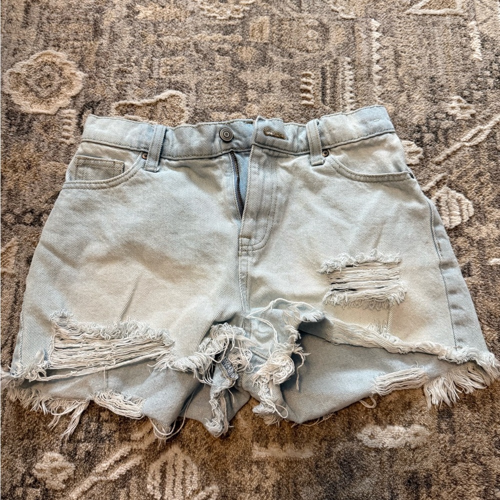 No Boundaries Light Blue Distressed Denim Shorts - Women